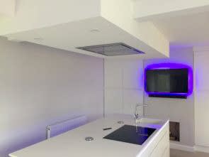 Kitchen drylining, re-plaster walls and ceiling. Property re-plastering. Blake Plastering, Plasterer Cardiff.