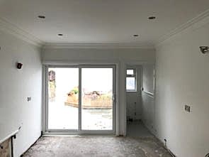 Kitchen plaster walls and ceiling. Blake Plastering, Cardiff Plasterer