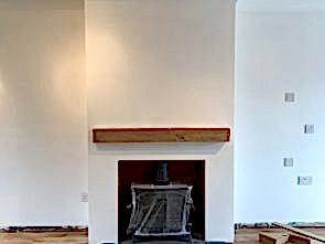 Fireplace re-build render – re-plaster. Plasterer Cardiff